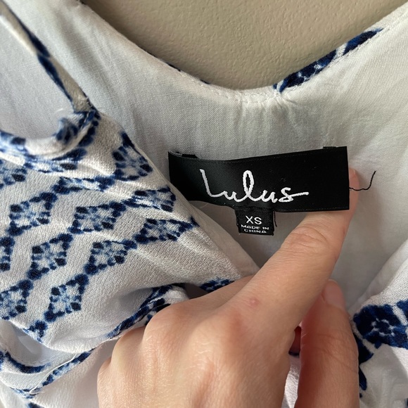 Lulus Brescia Blue and White Print Off-the-Shoulder Maxi Dress XS - Picture 5 of 5